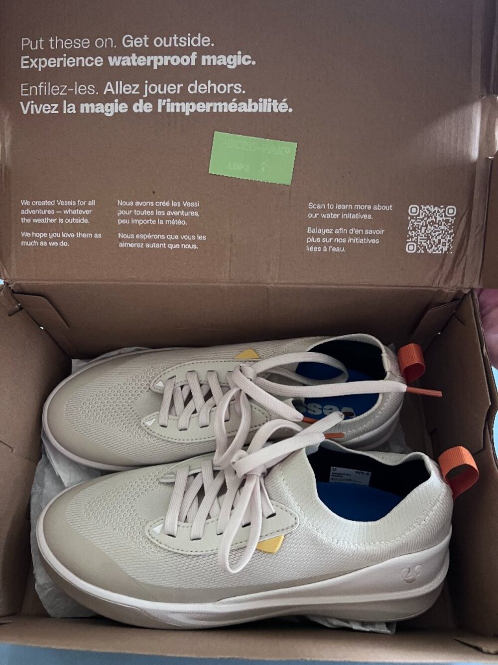 NIB Vessi Weekend Neo Waterproof Sneakers Rome Cream Beige W8.5